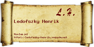 Ledofszky Henrik névjegykártya